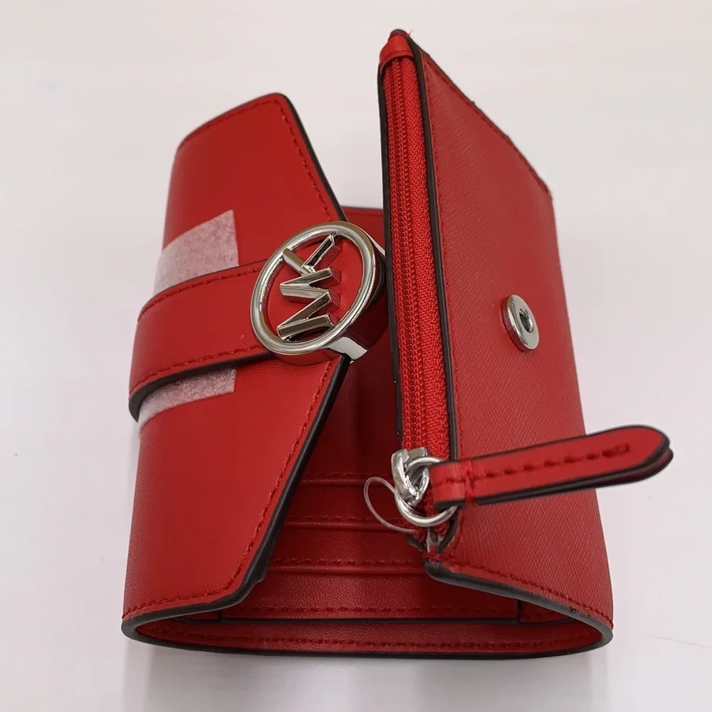 MICHAEL KORS Carmen Medium Faux Leather Wallet BRIGHT RED COLOR